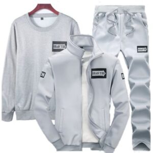 3pcs Men’s Designer sweatshirt Set in sleek grey