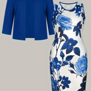 Unique Blue and White Floral Gown