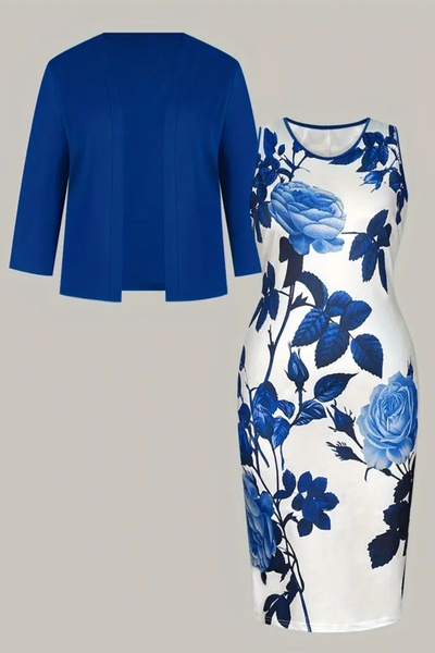 Unique Blue and White Floral Gown