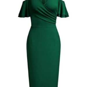 Rushed Cold Shoulder Ruffle Sleeve Dress